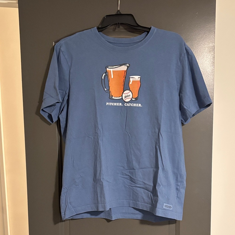 Life Is Good Blue Beer Graphic Tee